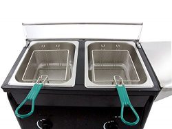 Hunslow Outdoor Deep Fryer Two Tank Portable works with Propane Gas Tanks + 2 Baskets & Stai ...