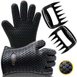 Barbecue Gloves & Pulled Pork Claws Set – Silicone Heat Resistant Grilling Accessories ...