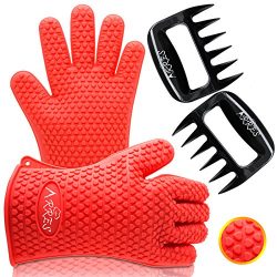 Barbecue Gloves & Pulled Pork Claws Set – Silicone Heat Resistant Grilling Accessories ...