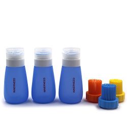 Leakproof Silicone Bottle with Brush Honey Oil Bottles Squeeze Containers for Barbecue Cooking B ...