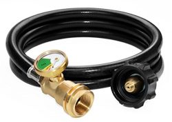 DOZYANT 5 Feet Propane Tank Extension Hose with Gauge/Leak Detector ACME to Male QCC/POL Fitting ...