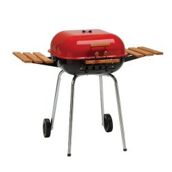Americana The Swinger with two folding composite-wood side tables and a six-position cooking grid