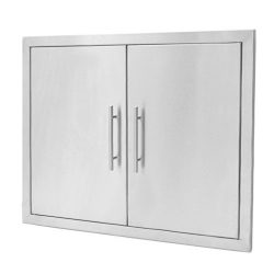Stanbroil Outdoor Kitchen Stainless Steel Double Access Door with Built-in Shelves and Paper Tow ...