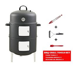 Realcook 17-Inch BBQ Charcoal Vertical Smoker Grill Outdoor Cooking, Black