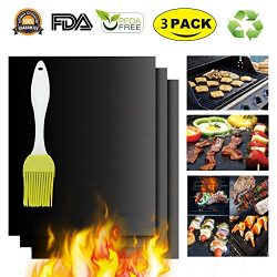 Black Grilling Mat Oven Liners BBQ Baking Mats – 100% Non Stick Best Grill Mats for Charco ...