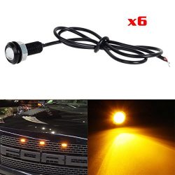 Partsam 6x 3000K Amber LED Eagle Eye Lights for Ford F150 Raptor Style Front Grille Lighting Kit ...