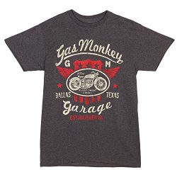 Gas Monkey Garage Moto Gear Adult T-shirt – Charcoal (X-Large)