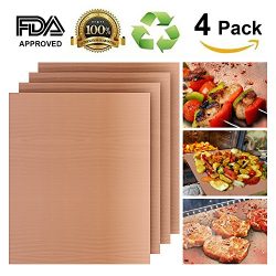 Grill Mat Set of 4, Heavy Duty 100% Non-stick BBQ Grill, Durability reused and easy to clean, FD ...