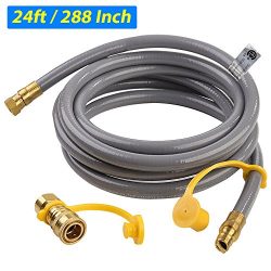 XHome 24 Foot Natural Gas and Propane Gas Hose Assembly 3/8′ Female Pipe Thread x 3/8̸ ...