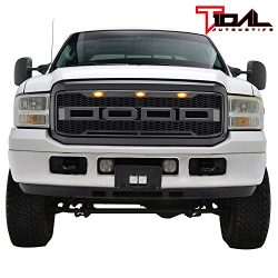 Tidal Raptor Style Upper Replacement Grille w/ LED Amber Lighting for 05-07 Ford F250 F350 Super ...