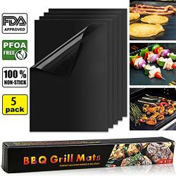 BBQ Grill Mat- Non Stick BBQ Grilling Mats- Heat Resistant, Heavy Duty, Durable, Reusable, and E ...