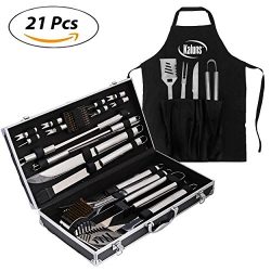 Kaluns™ BBQ Grill 21 Piece Utensil Set, Heavy Duty Stainless Steel Tools, luxurious and essentia ...