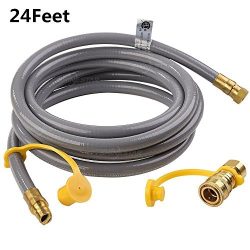 SHINESTAR 24 feet Natural Gas Quick Connect / Disconnect Hose Assembly for BBQ Grill- 50,000 BTU ...