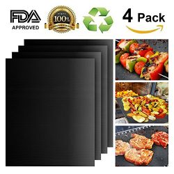 Grill Mat Set of 4, Heavy Duty 100% Non-stick BBQ Grill, Durability reused and easy to clean, FD ...