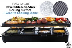 Milliard Raclette Grill for Eight People, Includes Granite Cooking Stone, Reversible Non-Stick G ...