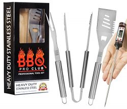 Grill Accessories, 4 piece BBQ Tool Grill Set – Grill Tools Includes Stainless Steel Metal ...