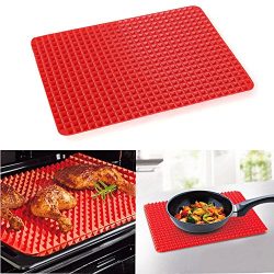 Oven Baking Mat Cooking Pyramid Barbecue Grill MatsHigh Temperature Resistance Pad (Red)