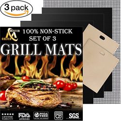 Grill Mat Set of 3 – Professional Non-Stick Grill Mats for BBQ Grilling and Baking – ...