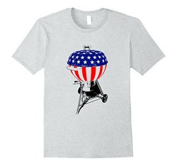 Mens USA Charcoal Kettle Grill T-Shirt Stars and Stripes July 4th 2XL Heather Grey