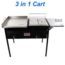 Taco Cart with Griddle 18×16 Stainless Steel, Double Deep Fryer, 2 Deep Trays & Stove A ...