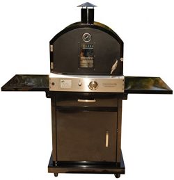 Pacific Living Outdoor Large Capacity Gas Oven with Pizza Stone, Smoker Box and Mobile Cart, Bla ...