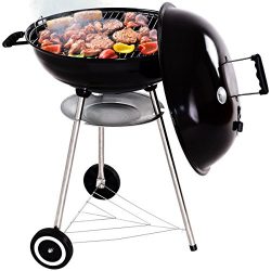 Giantex Kettle Charcoal Grill w/Wheels Shelf Temperature Gauge BBQ Outdoor Backyard Cooking Blac ...