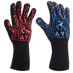 AYL BBQ Gloves Heat Resistant Up to 932⁰F: Insulated Kitchen Cooking Baking & Grilling Glove ...