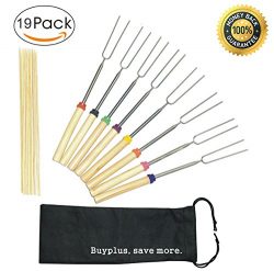 Marshmallow Roasting Sticks, Extendable Hot Dogs Shish Kabob Telescoping Barbecue Stainless Stee ...