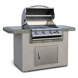 Cal Flame LBK-601-A Stucco And Tile Grill Island With 4 Burner Stainless Steel Gas Grill, 6̵ ...