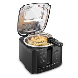 Flexzion Deep Fryer with Basket – Home Electric Deep Fat Fryer Cooker w/ 2 Liter Food Oil  ...