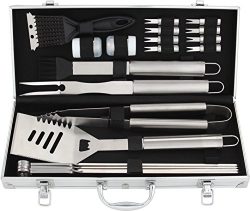 ROMANTICIST 20pc Stainless Steel BBQ Grill Tool Set for Men with Gift Box Package – Comple ...