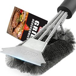 Grill Brush and Scraper – Extra Strong BBQ Cleaner with Triple Scrubber – Safe Brist ...