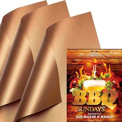 SKYBD Copper Grill Mat (Set of 3) Non-Stick BBQ Grill Mat&Baking Mat for Gas, Charcoal, Elec ...