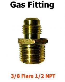 1 Pcs 3/8 Male Flare X 1/2 NPT Brass Propane Natural LP Gas Fitting Adapter Connector Connect Di ...