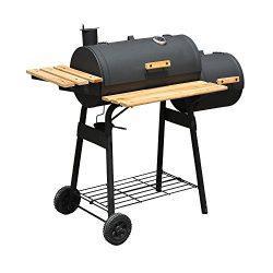 Outsunny Steel 47″ Steel Portable Backyard Charcoal BBQ Grill and Offset Smoker Combo with ...