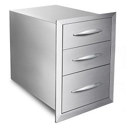 Mophorn Outdoor kitchen drawer 18″x15″ Stainless steel BBQ Island Drawer storage wit ...