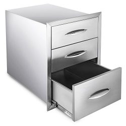 Happybuy Outdoor kitchen drawer 18″x15″ Stainless steel BBQ Island Drawer storage wi ...