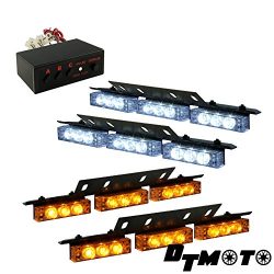 DT MOTO™ Amber White 36x LED Tow Truck Service Vehicle Grill Dash Deck Visor Strobe Warning Ligh ...