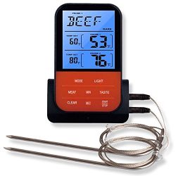 Zone – 365 Wireless Meat Thermometer | Digital Dual 2 Probe, Backlit, with long Heat Resis ...