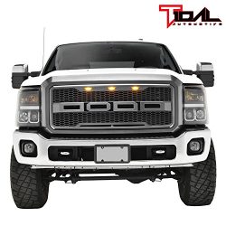 Tidal Raptor Style Upper Replacement Grille w/ LED Amber Lighting for 11-16 Ford F250 F350 Super ...