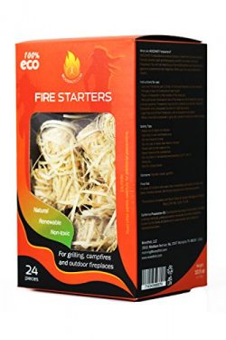 Fire Starters ( firelighters )100% All Natural – Super Fast Lighting, 24 pieces, best for  ...