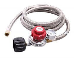 KIBOW 0~20PSI High Pressure Adjustable Propane Regulator w/8FT SS Braided Hose-Type1 (QCC1) and  ...