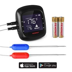 Tenergy Solis Digital Meat Thermometer, APP Controlled Wireless Bluetooth Smart BBQ Thermometer  ...