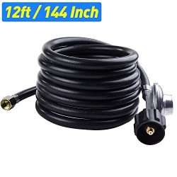 XHome 12 Ft Propane Gas Hose with Low Pressure Regulator for QCC1 LPG Tank and LP Gas Grill, Hea ...