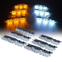 Xprite White Amber 36 LED Patrol Series Emergency Vehicle Strobe Warning Lights/Lightbars For De ...