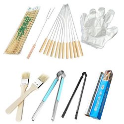 Outdoor BBQ Accessories Bamboo Stick, Disposable Gloves, Grilling Fork, Roasted Needle, brush, C ...