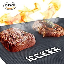 ICCKER BBQ Grill Mat – Non-stick Barbecue Mat Heavy Duty 0.39mm Extra Thick 600 Degree Gri ...