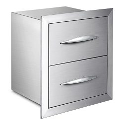 Mophorn Outdoor kitchen drawer 18″x15″ Stainless steel BBQ Island Drawer storage wit ...