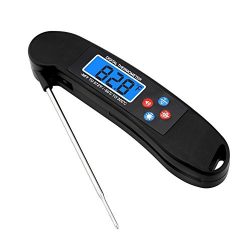 Digital LED Backlight Cooking thermometer Instant Read Food Thermometer With Foldable Stainless  ...