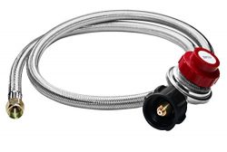 DOZYANT 4 Feet 0-20 PSI Adjustable Propane Regulator with Braided Stainless Steel LP/LPG Hose Ki ...